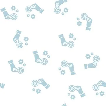 Hand hold coin pay for work glyph seamless pattern Stock Illustration