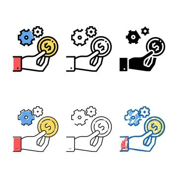 Hand hold coin pay for work color icon vector clean Stock Illustration