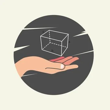 Hand hold cuboid design vector Stock Illustration