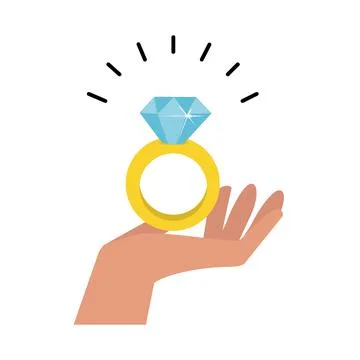 Hand hold Diamond Ring flat vector Stock Illustration