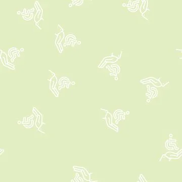 Hand hold disabled human sign line seamless pattern Stock Illustration