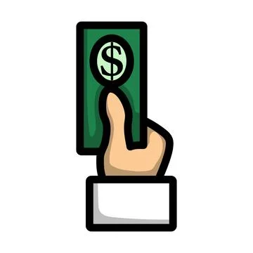Hand Hold Dollar Banknote Icon Stock Illustration