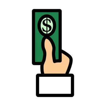 Hand Hold Dollar Banknote Icon Stock Illustration