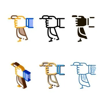 Hand hold duck minimal icon vector outline Stock Illustration