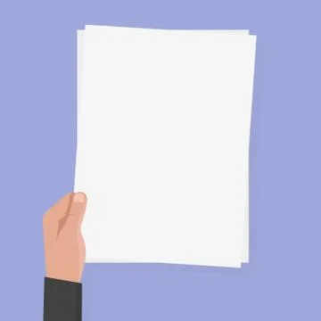 Hand hold empty a4 paper vector illustration Ilustración de archivo