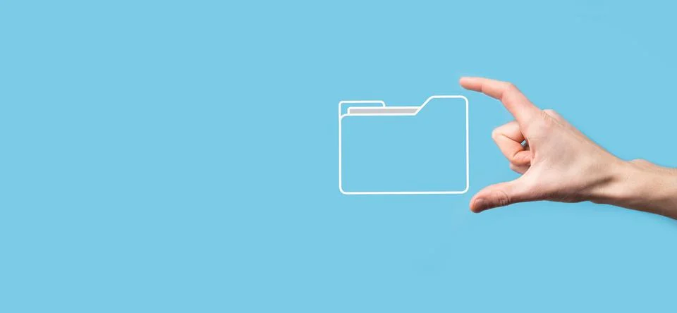 Hand hold folder icon.Document Management System or DMS setup by IT consultan 写真素材