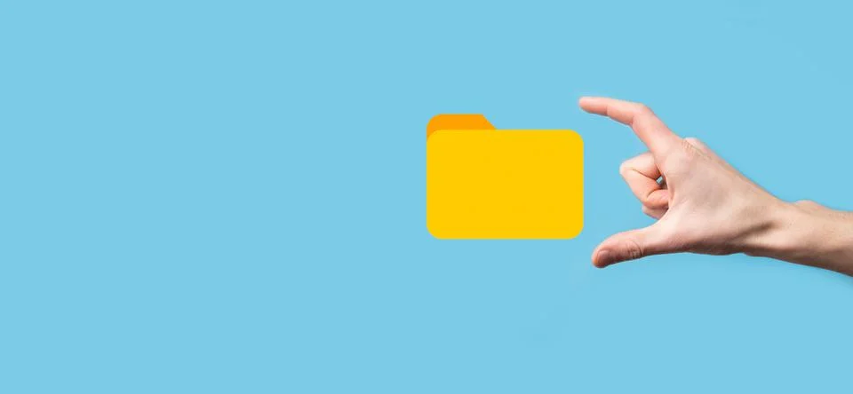 Hand hold folder icon.Document Management System or DMS setup by IT consultan 写真素材