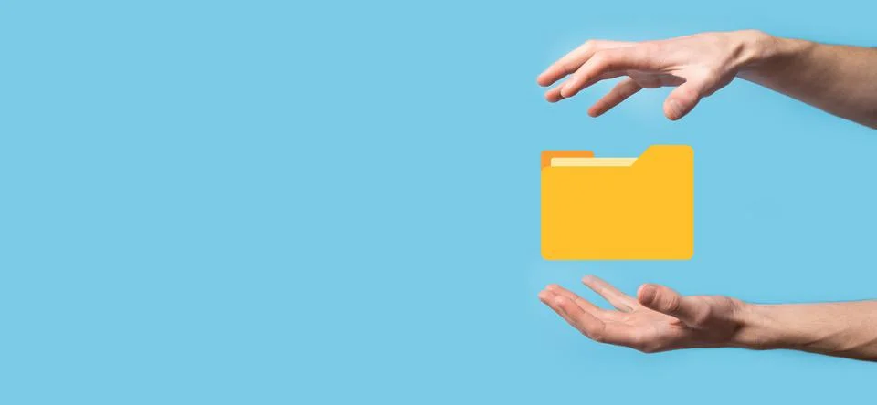 Hand hold folder icon.Document Management System or DMS setup by IT consultan 写真素材