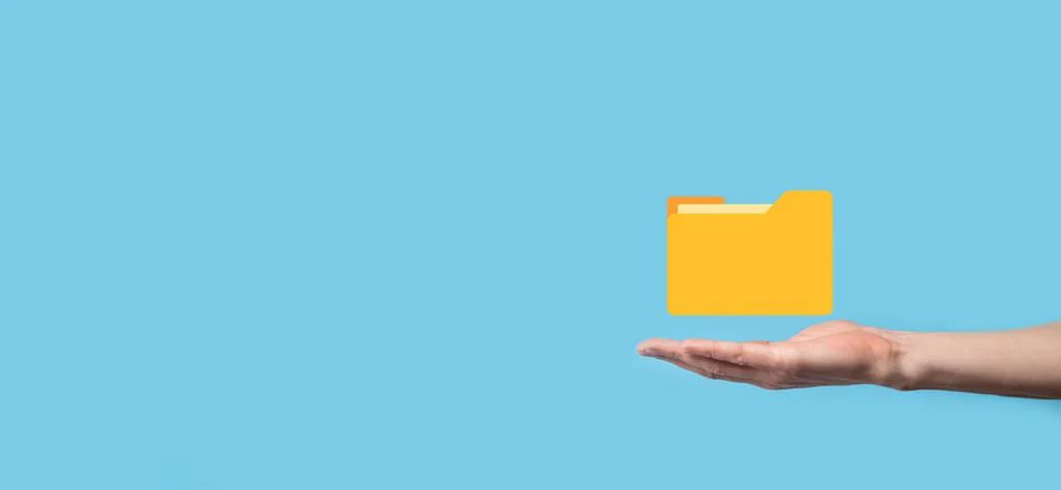 Hand hold folder icon.Document Management System or DMS setup by IT consultan 写真素材