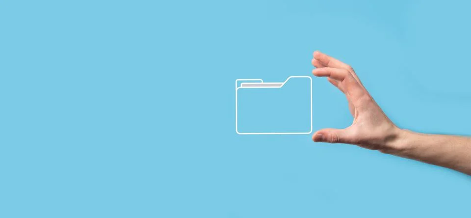 Hand hold folder icon.Document Management System or DMS setup by IT consultan 写真素材