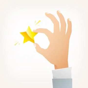 Hand hold gold star. Vector illustration flat Stock Illustration