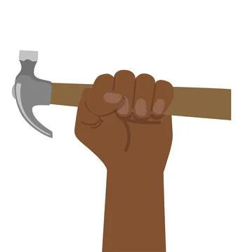 Hand hold hammer concept Labour Day Poster Stock Illustration