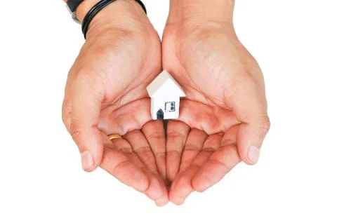 Hand hold home model Stock Photos