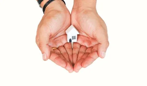 Hand hold home model Stock Photos