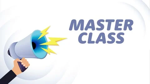 Hand hold megaphone. Master class, realistic 3d megaphone, loudspeaker with Video stock 226806232