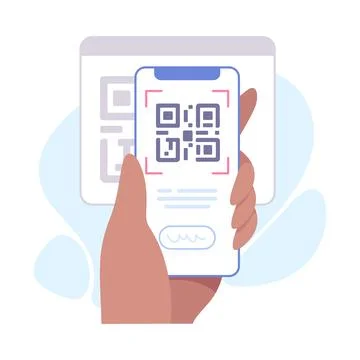 Hand Hold Mobile Smartphone with Code Display on Screen Vector Illustration 스톡 일러스트