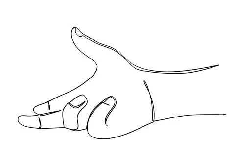 Hand hold or receive something, simple vector continuous line art Stock Illustration