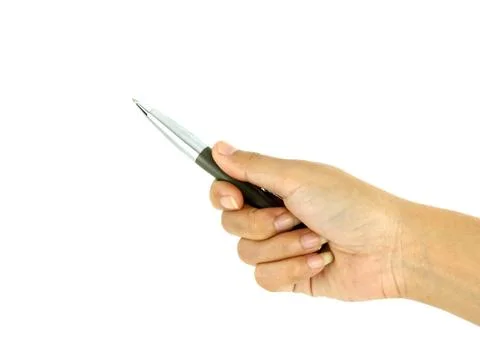 Hand hold a pen. isolated. pointer Stock Photos