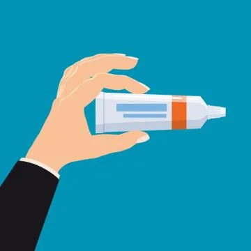 Hand hold pharmacy bottle plastic medicine tube for cream, pasta, gel. Template Stock Illustration