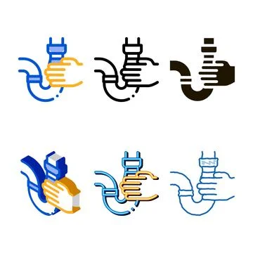 Hand hold pipe icon vector modern outline Stock Illustration