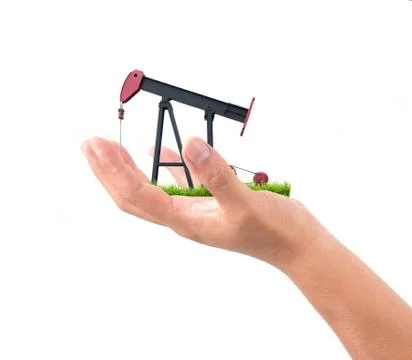 Hand hold pumpjack Foto stock
