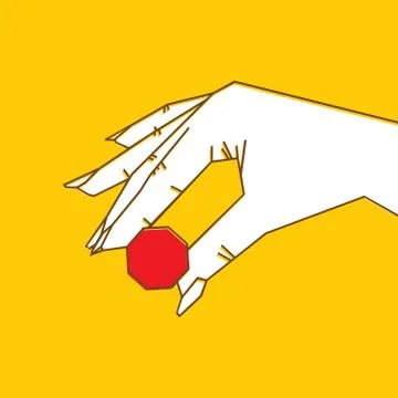 Hand hold round object design Stock Illustration