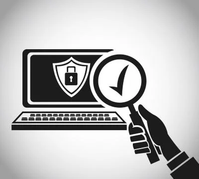 Hand hold search computer check security イラスト素材