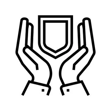 Hand hold shield line icon vector illustration Stock Illustration