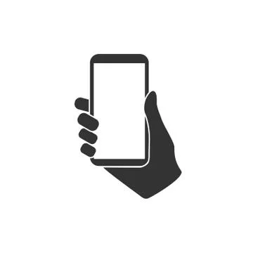 Hand hold smartphone icon. Flat design. Vector illustration. Stock Illustration