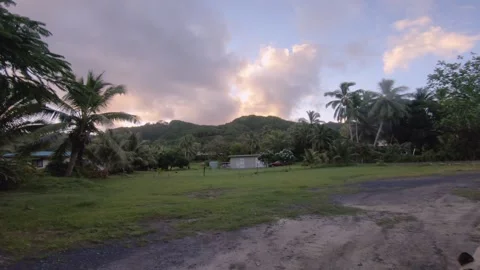 Hand hold still camera view of a large back yard well maintained grass land and  스톡 동영상 253458515