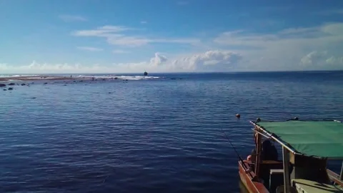 Hand hold still distant view of look out from Avarua Cook Islands to north pacif Stock Footage 235318462