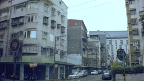Hand hold still view of ghetto old dirty asian apartment building  Stock Footage 204486743