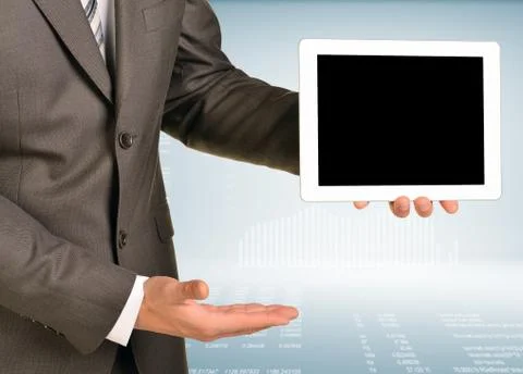 Hand hold tablet pc Stock Photos