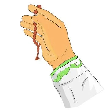 Hand hold tasbih or bread, pray to god simple vector doodle hand draw sketch Illustrazione stock
