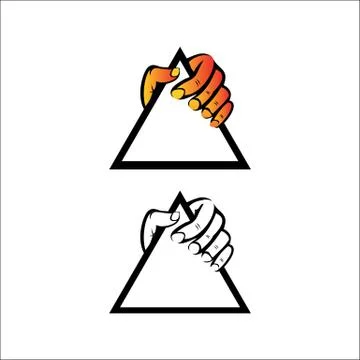 Hand hold triangle logo vector icon for Corporate Business company Stock Illustration