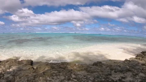 Hand hold view of look out from Takitumu Cook Islands to south pacific ocean wit Stock Footage 235318155