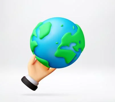 Hand holding a 3D Earth planet model. Stock Illustration