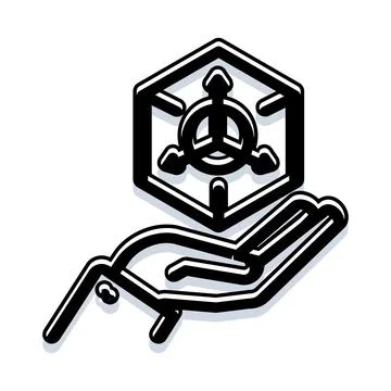 Hand holding 3d modeling design cube icon Ilustração Stock