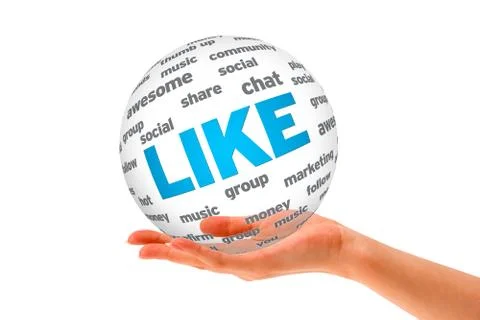 Hand holding a like 3d sphere Stock Illustration