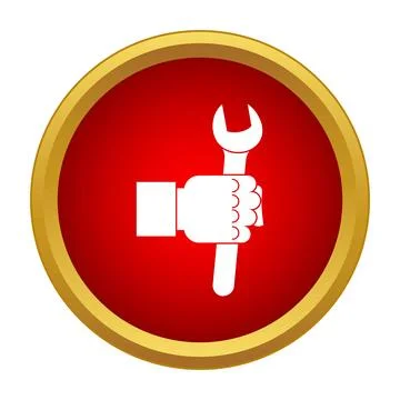 Hand holding adjustable wrench displaying service icon 库存插图