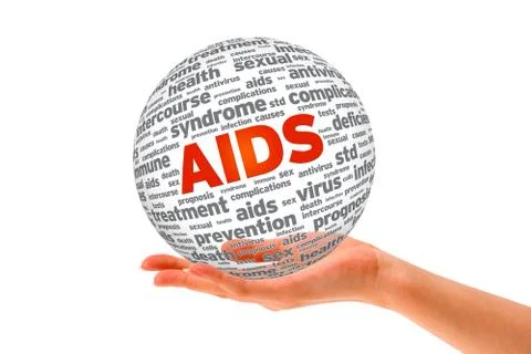 Hand holding a aids 3d sphere Stock Illustration