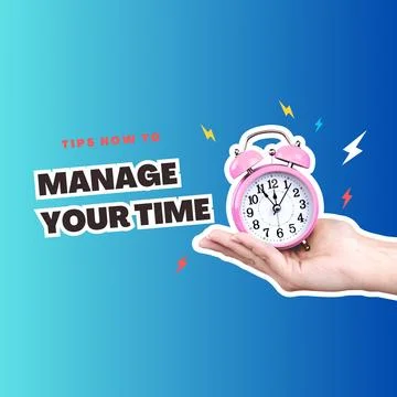 Hand holding alarm clock Stock Illustration