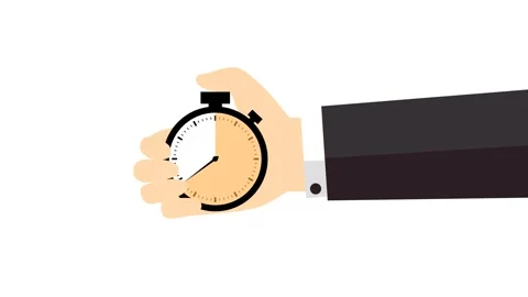 Hand holding and pressing stopwatch countdown timer flat animation. Stock Footage 324240765
