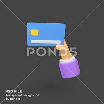 Hand holding and using credit card isolated 3d render icon illustration PSD Template
