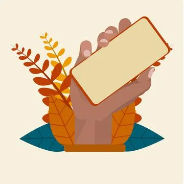 Hand holding and using smart phone with blank screen Stock Illustration