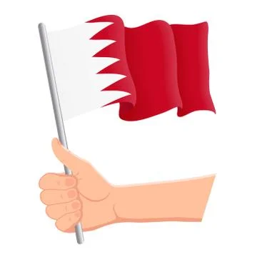Hand holding and waving the national flag of Bahrain. Fans, independence day Stock Illustration