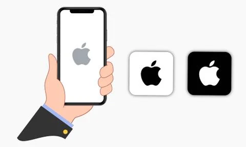 Hand holding Apple iPhone with Boost mobile application on its screen. For il Illustrazione stock
