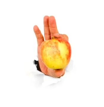 Hand holding an apple Stock Photos