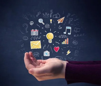 Hand holding applications Stock Illustration