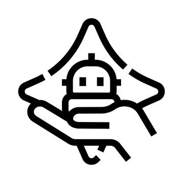 Hand holding artificial intelligence bot for support イラスト素材